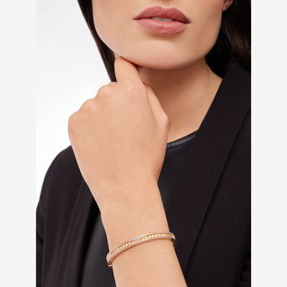 [Royal Jewelry]ZERO 1 SPIRAL AND PAVED DIAMOND PINK GOLD BRACELET