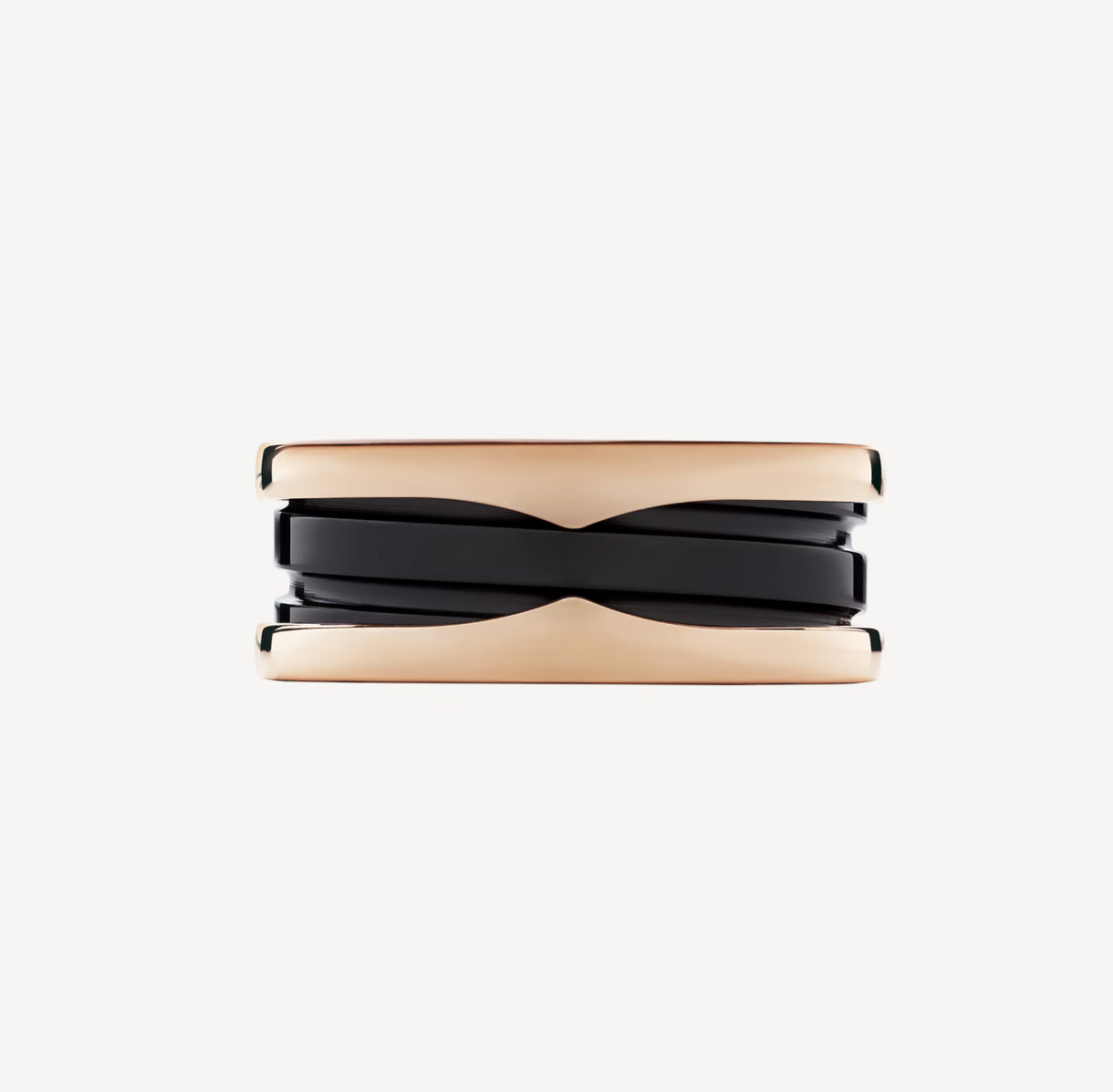 [Royal Jewelry]ZERO 1 TWO-BAND LOOPS AND BLACK CERAMIC PINK GOLD RING