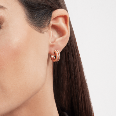[Royal Jewelry]ZERO 1 ROCK GOLD EARRINGS WITH STUDDED SPIRAL AND PAVED DIAMONDS
