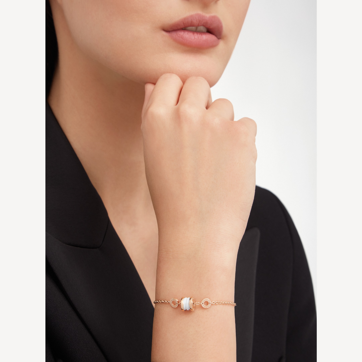 [Royal Jewelry]ZERO 1 SOFT PINK GOLD AND WHITE CERAMIC BRACELET
