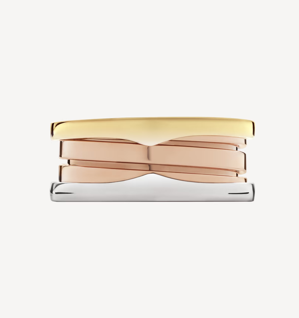 [Royal Jewelry]ZERO 1 THREE-BAND ROSE WHITE AND YELLOW RING