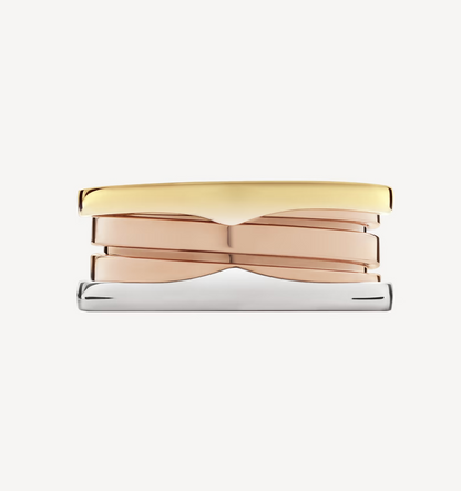 [Royal Jewelry]ZERO 1 THREE-BAND ROSE WHITE AND YELLOW RING
