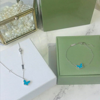 [Royal Jewelry]BUTTERFLY TURQUOISE BUTTERFLY BRACELET SILVER