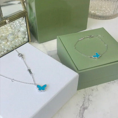[Royal Jewelry]BUTTERFLY TURQUOISE BUTTERFLY BRACELET SILVER