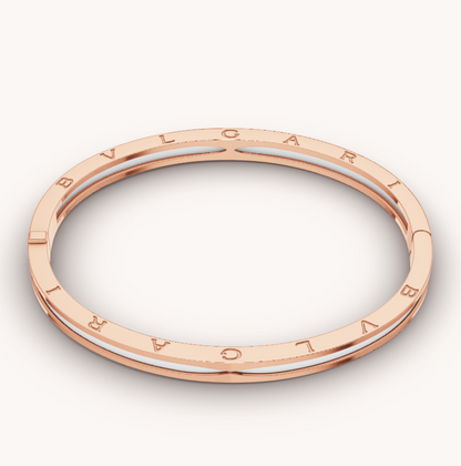 [Royal Jewelry]ZERO 1 PINK GOLD WITH WHITE CERAMIC BRACELET