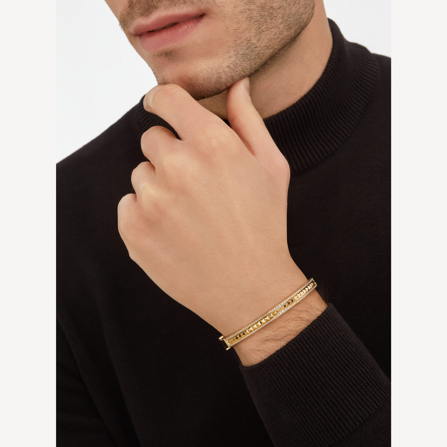 [Royal Jewelry]ZERO 1 SPIRAL AND PAVED DIAMOND GOLD BRACELET