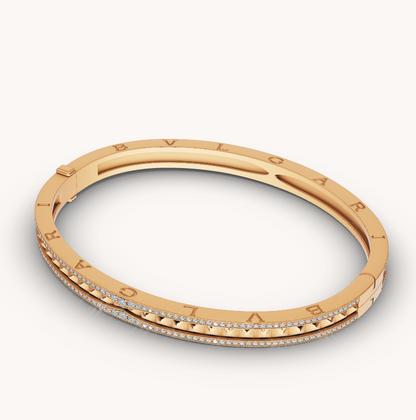 [Royal Jewelry]ZERO 1 SPIRAL AND PAVED DIAMOND GOLD BRACELET