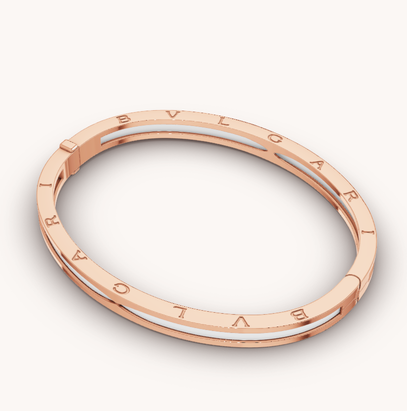 [Royal Jewelry]ZERO 1 PINK GOLD WITH WHITE CERAMIC BRACELET
