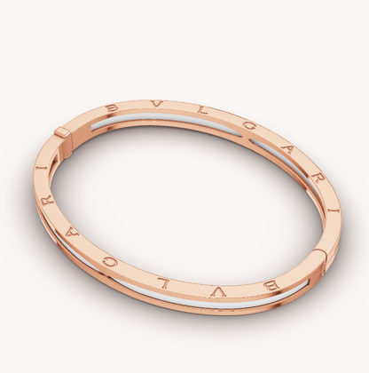 [Royal Jewelry]ZERO 1 PINK GOLD WITH WHITE CERAMIC BRACELET