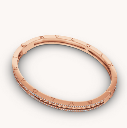 [Royal Jewelry]ZERO 1 SPIRAL AND PAVED DIAMOND PINK GOLD BRACELET
