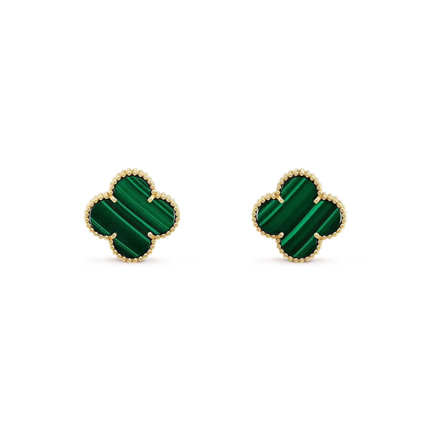 [Royal Jewelry]CLOVER MINI 9.5MM MALACHITE  EARRINGS