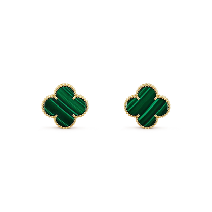 [Royal Jewelry]CLOVER MINI 9.5MM MALACHITE  EARRINGS