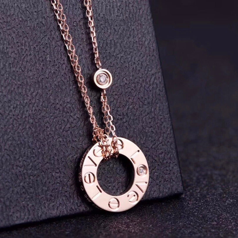 [Royal Jewelry]LOVE NECKLACE 16MM 2 DIAMONDS