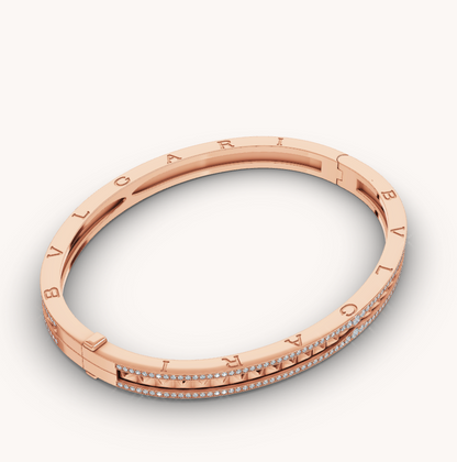 [Royal Jewelry]ZERO 1 SPIRAL AND PAVED DIAMOND PINK GOLD BRACELET