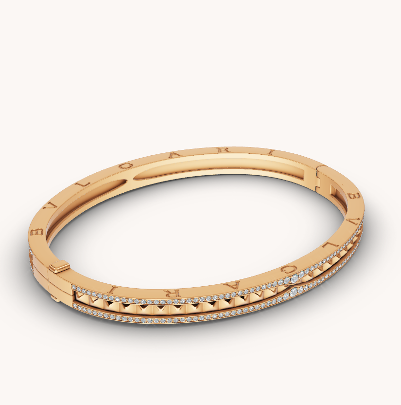 [Royal Jewelry]ZERO 1 SPIRAL AND PAVED DIAMOND GOLD BRACELET