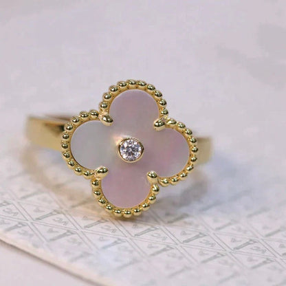 [Royal Jewelry]CLOVER PINK MOP RING GOLD DIAMOND