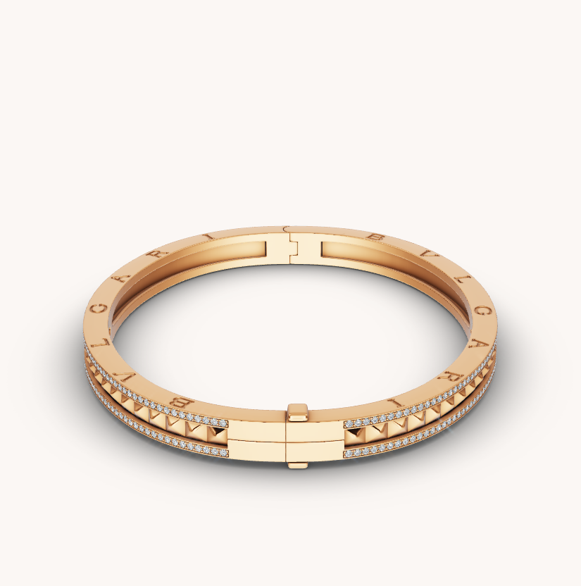 [Royal Jewelry]ZERO 1 SPIRAL AND PAVED DIAMOND GOLD BRACELET