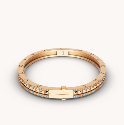 [Royal Jewelry]ZERO 1 SPIRAL AND PAVED DIAMOND GOLD BRACELET