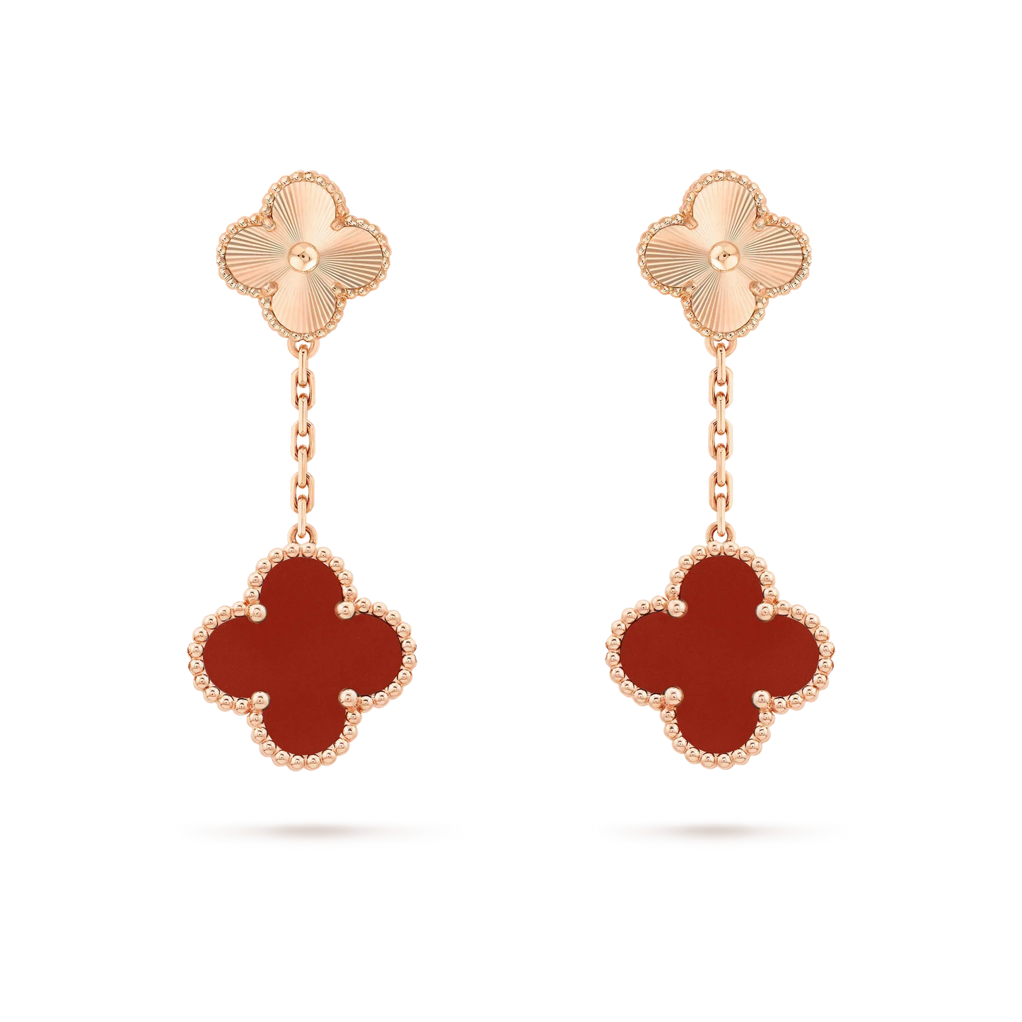 [Royal Jewelry]CLOVER 2 MOTIF  LASER CARNELIAN EARRINGS