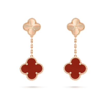 [Royal Jewelry]CLOVER 2 MOTIF  LASER CARNELIAN EARRINGS