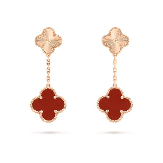 [Royal Jewelry]CLOVER 2 MOTIF  LASER CARNELIAN EARRINGS