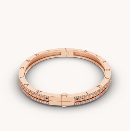 [Royal Jewelry]ZERO 1 SPIRAL AND PAVED DIAMOND PINK GOLD BRACELET