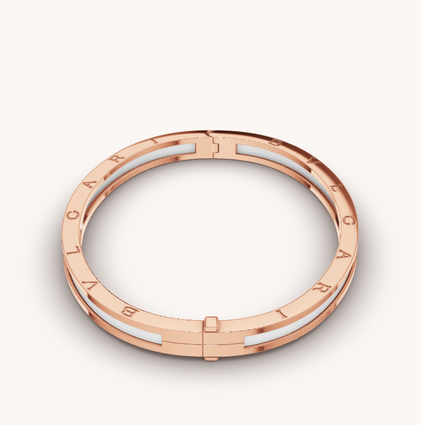 [Royal Jewelry]ZERO 1 PINK GOLD WITH WHITE CERAMIC BRACELET