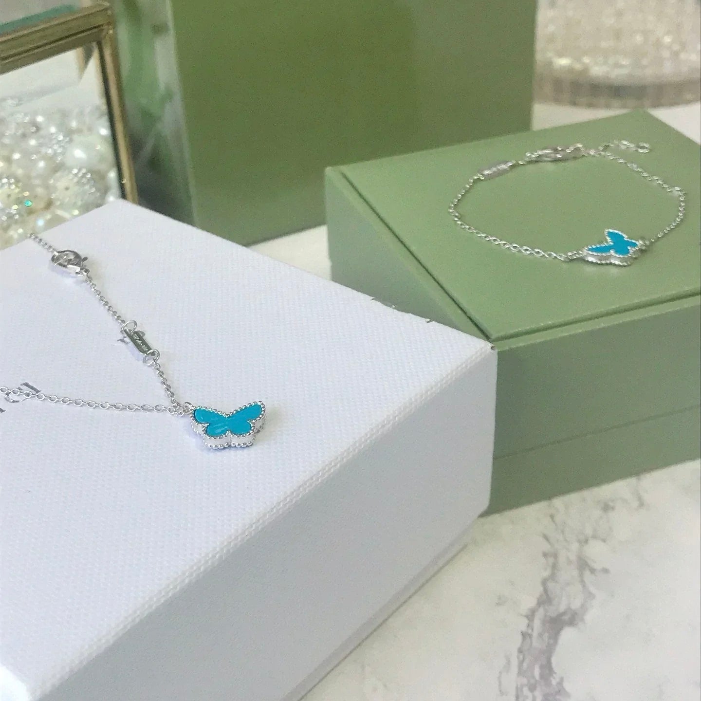 [Royal Jewelry]BUTTERFLY TURQUOISE BUTTERFLY BRACELET SILVER