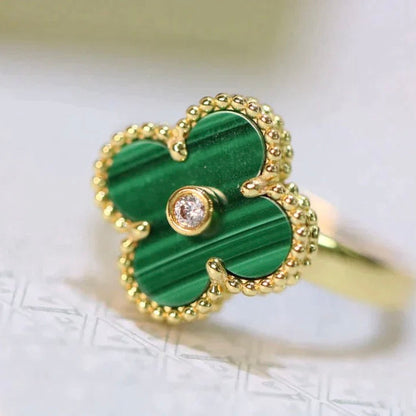 [Royal Jewelry]CLOVER MALACHITE RING GOLD DIAMOND