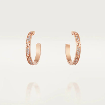 [Royal Jewelry]LOVE DIAMOND PINK GOLD HOOP EARRINGS