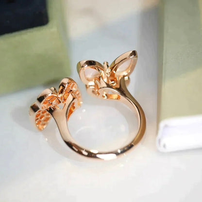 [Royal Jewelry]TWIN BUTTERFLY DIAMOND MOP RING