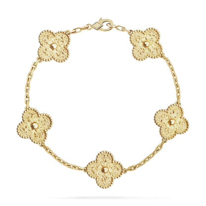 [Royal Jewelry]CLOVER 5 MOTIFS BRONZING BRACELET