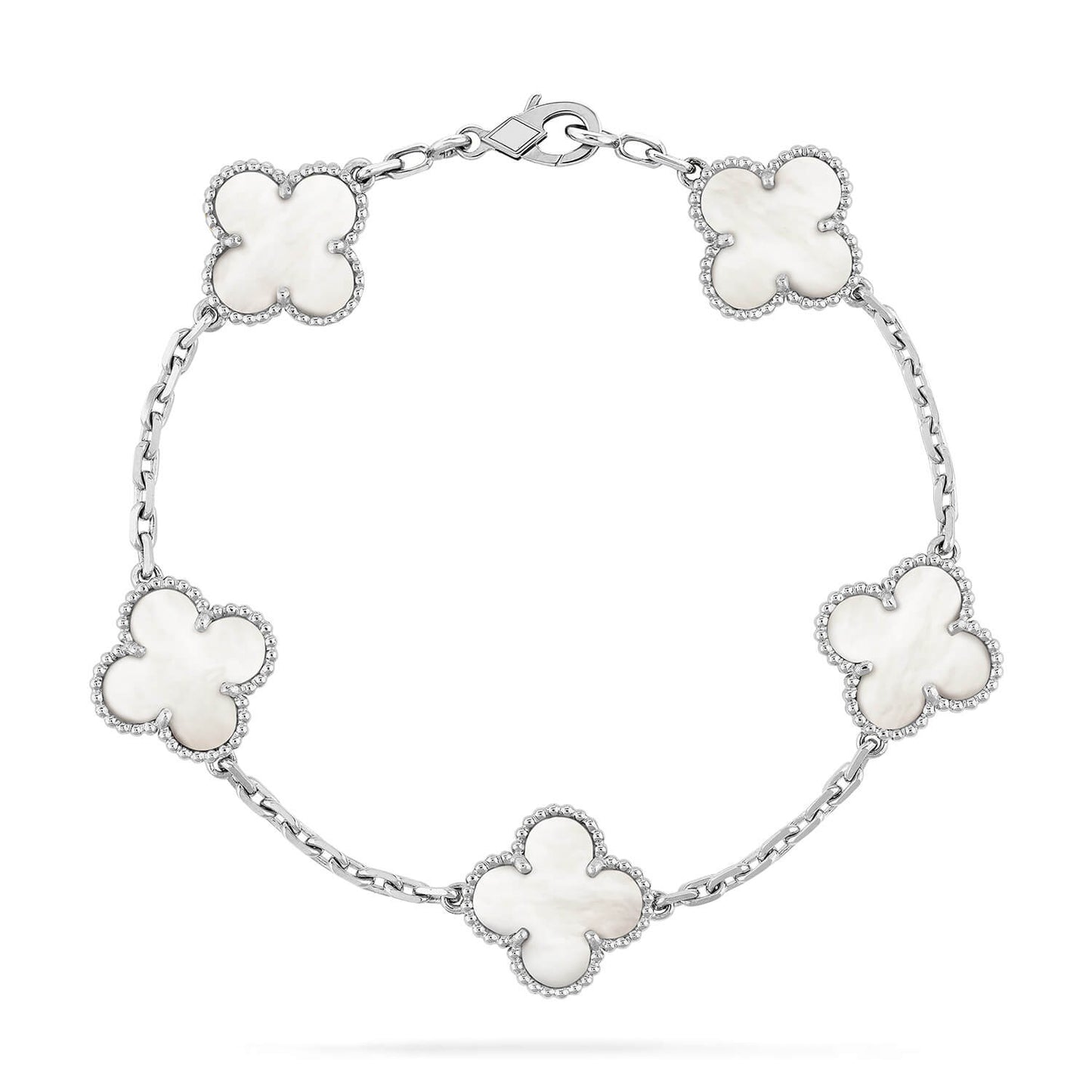 [Royal Jewelry]CLOVER SILVER MOP 5 MOTIF BRACELET