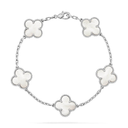 [Royal Jewelry]CLOVER SILVER MOP 5 MOTIF BRACELET