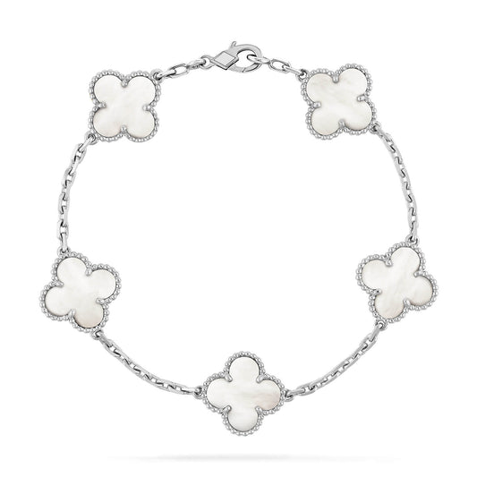 [Royal Jewelry]CLOVER SILVER MOP 5 MOTIF BRACELET