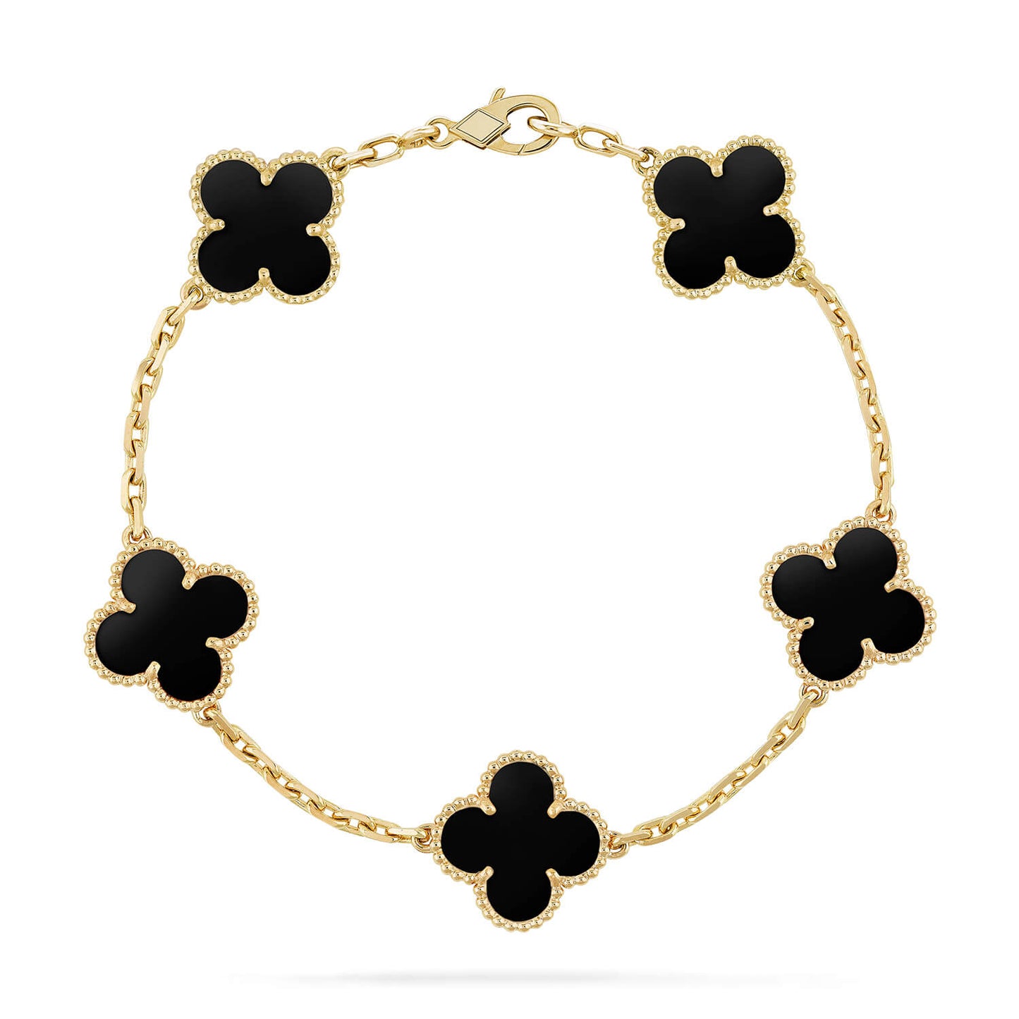 [Royal Jewelry]CLOVER  5 MOTIFS BLACK ONYX BRACELET