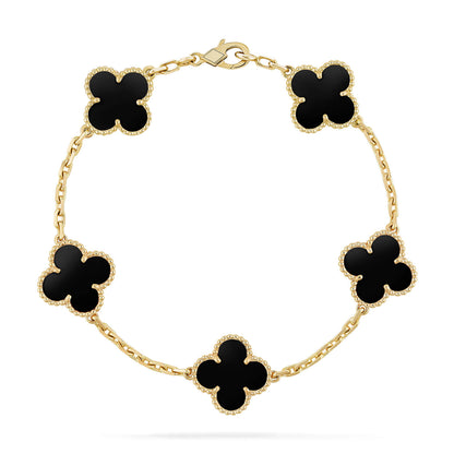 [Royal Jewelry]CLOVER  5 MOTIFS BLACK ONYX BRACELET