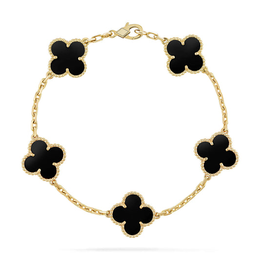 [Royal Jewelry]CLOVER  5 MOTIFS BLACK ONYX BRACELET