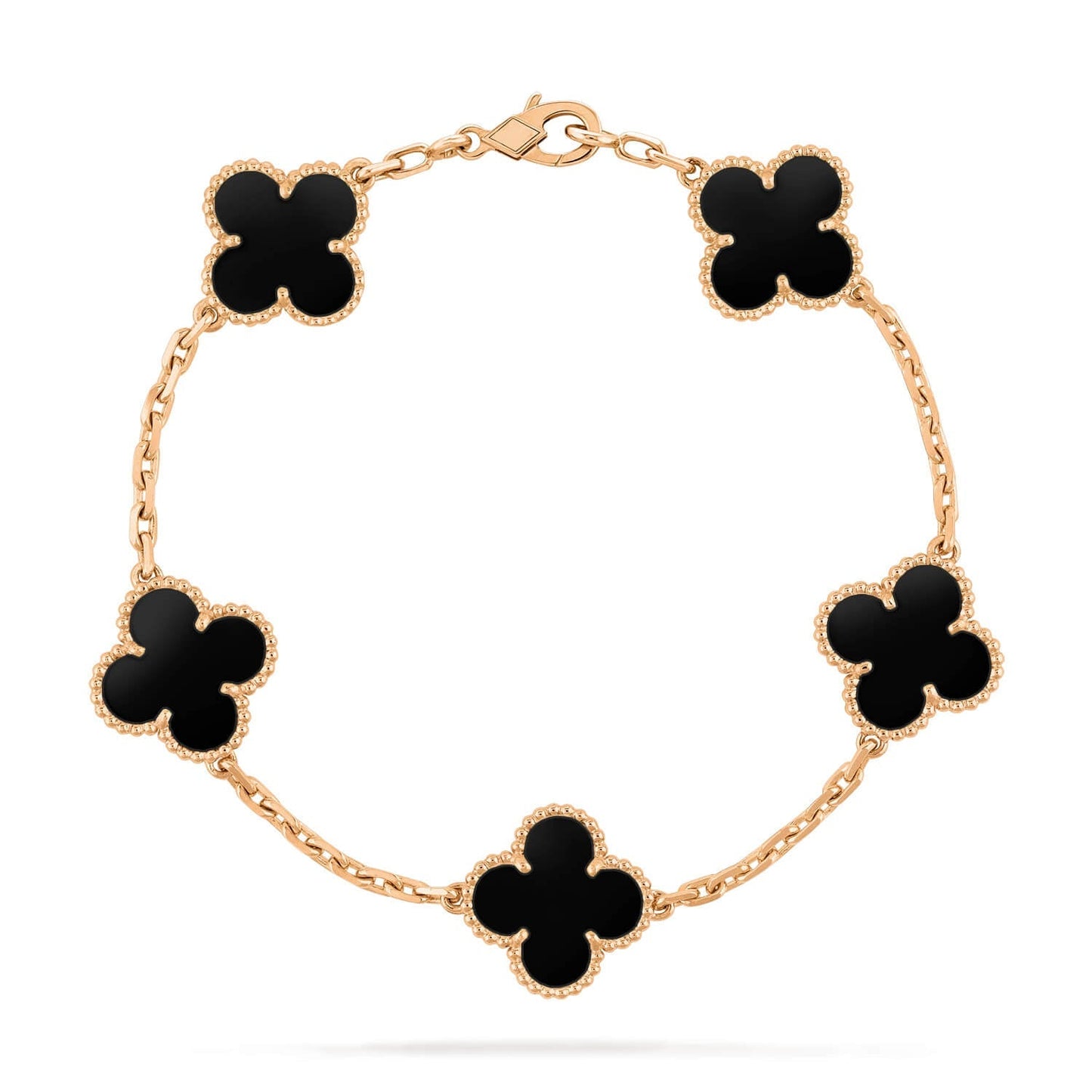 [Royal Jewelry]CLOVER  5 MOTIFS BLACK ONYX BRACELET