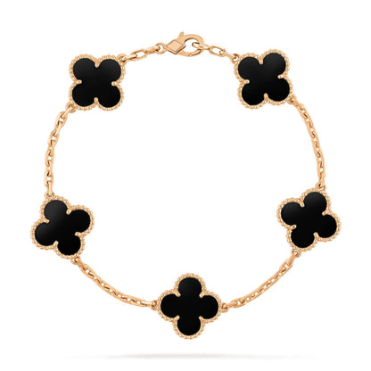 [Royal Jewelry]CLOVER  5 MOTIFS BLACK ONYX BRACELET