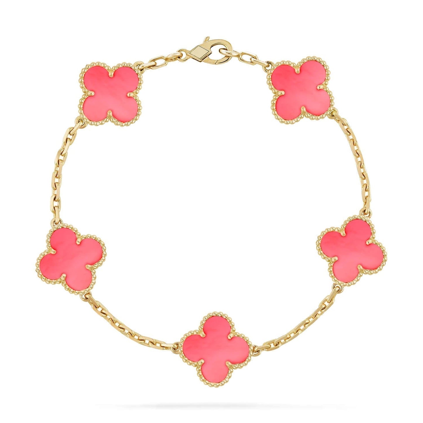 [Royal Jewelry]CLOVER 5 PINK MOP BRACELET