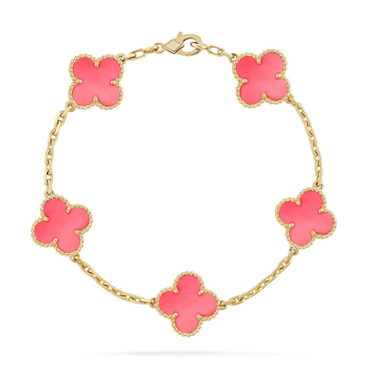 [Royal Jewelry]CLOVER 5 PINK MOP BRACELET