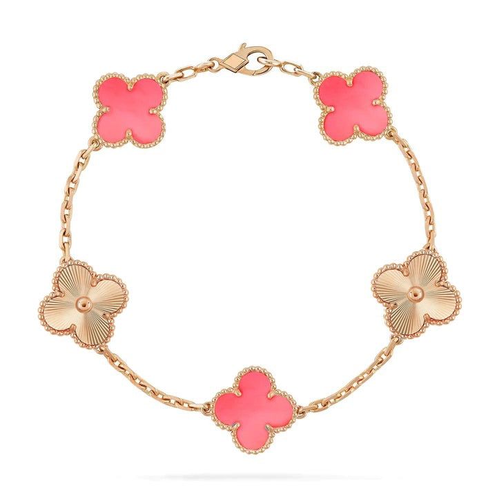 [Royal Jewelry]CLOVER BRACELET 5 MOTIF PINK AND PINK GOLD