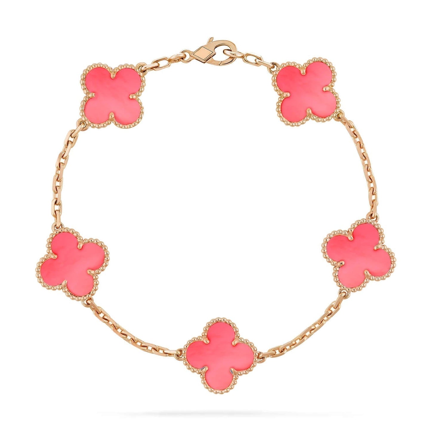 [Royal Jewelry]CLOVER 5 PINK MOP BRACELET