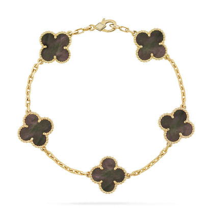 [Royal Jewelry]CLOVER 5 MOTIF GRAY MOP  BRACELET