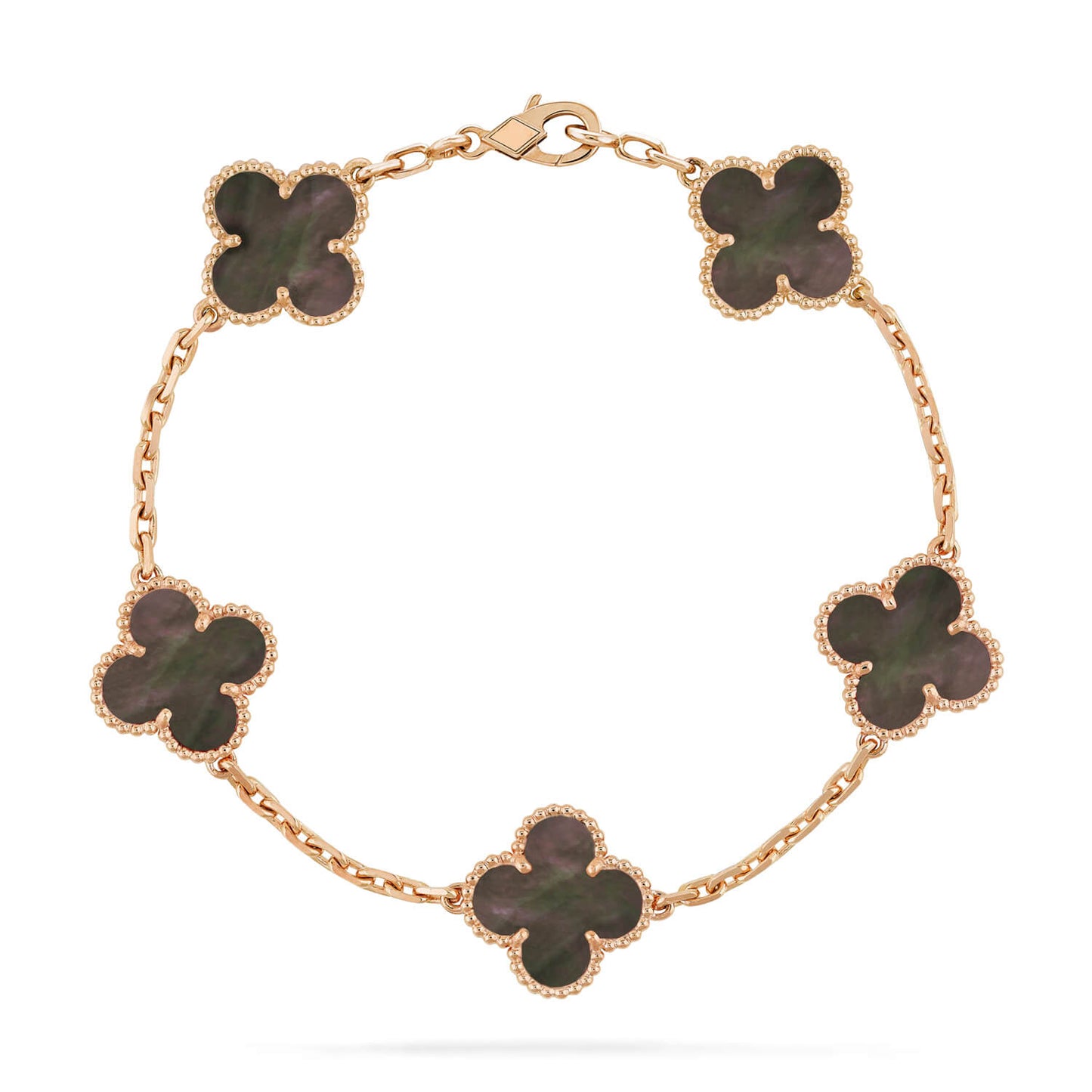 [Royal Jewelry]CLOVER 5 MOTIF GRAY MOP  BRACELET