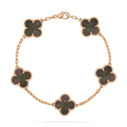 [Royal Jewelry]CLOVER 5 MOTIF GRAY MOP  BRACELET