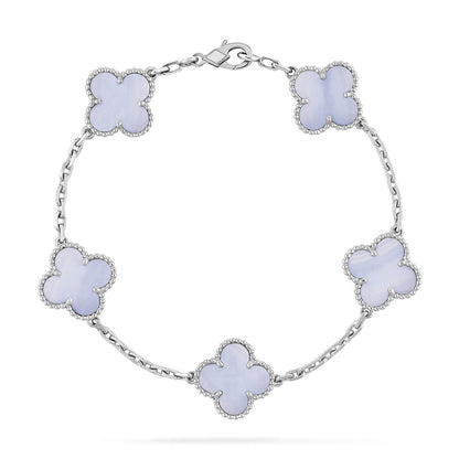 [Royal Jewelry]CLOVER  5 MOTIF PURPLE CHALCEDONY BRACELET SILVER