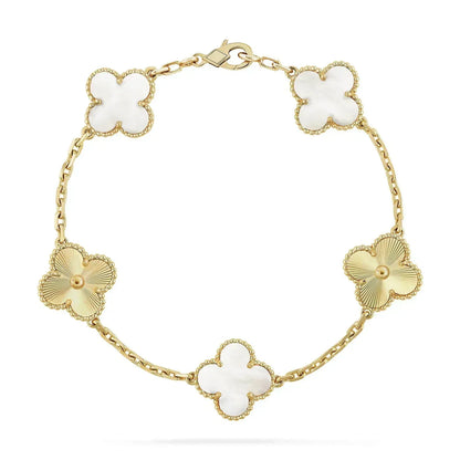 [Royal Jewelry]CLOVER BRACELET 5 MOTIF WHITE MOP PINK GOLD