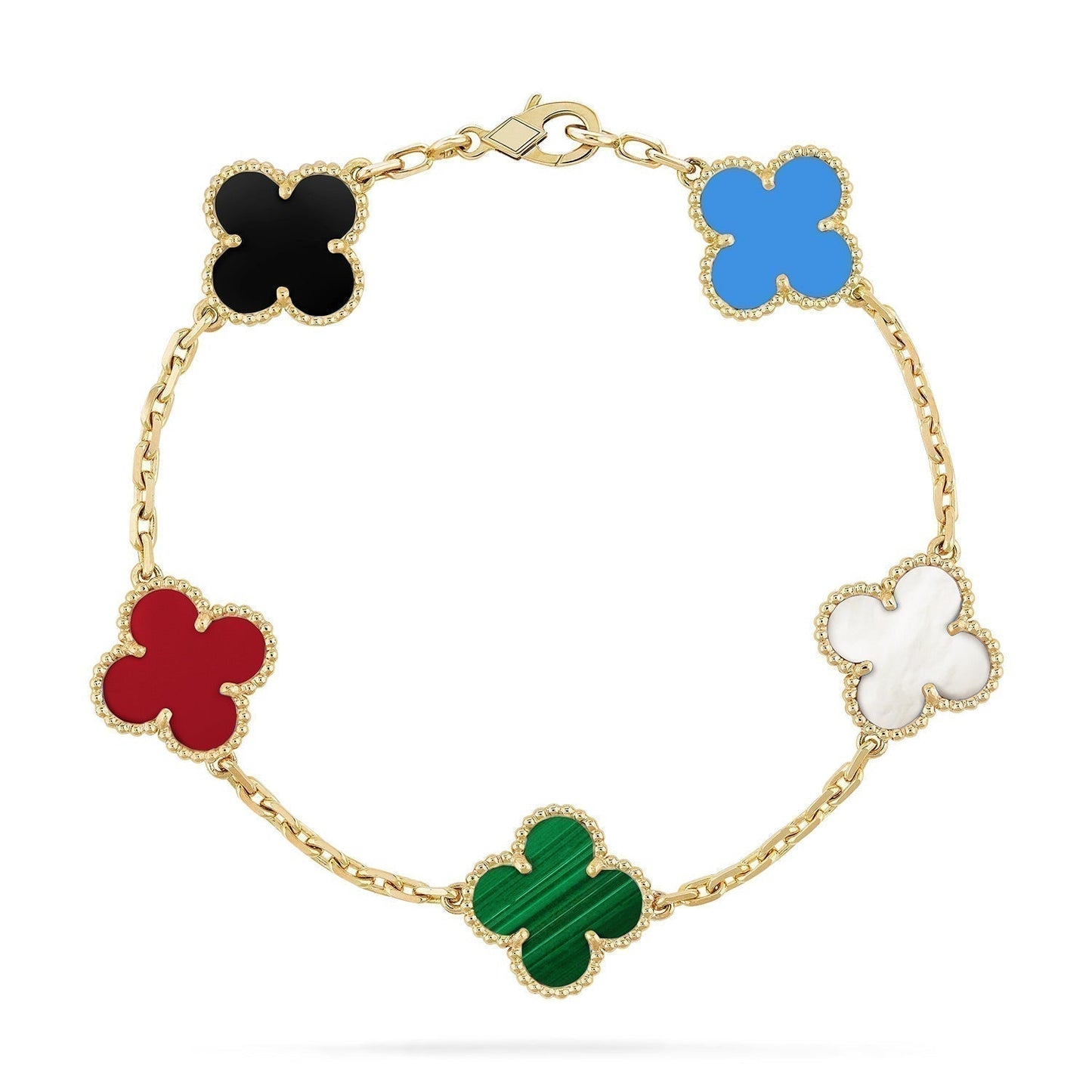 [Royal Jewelry]CLOVER 5 MOTIFS MULTICOLOR  BRACELET